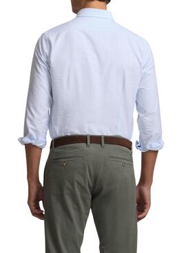 Chemise Silbon sport à rayures bleues Oxford pour homme