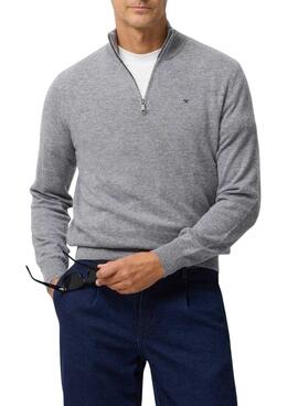 Maillot Silbon demi-zip gris pour homme.