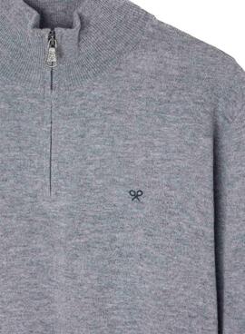 Maillot Silbon demi-zip gris pour homme.