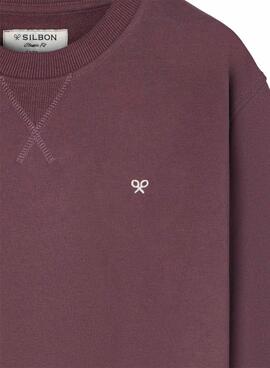 Sweatshirt Silbon minilogo bordeaux pour homme
