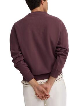 Sweat à capuche Silbon en velours côtelé bordeaux pour homme