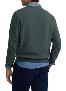 Sweatshirt Silbon en velours côtelé vert pour homme