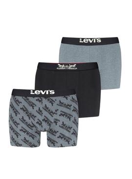 Pack 3 boxers Levis Gift Horse noir et gris pour homme