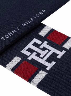 Pack 2 paires de chaussettes Tommy Hilfiger Monogram Sport marine pour homme