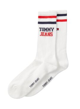 Pack de 2 paires de chaussettes Tommy Jeans blanches pour femme.