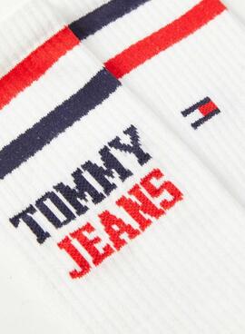 Pack de 2 paires de chaussettes Tommy Jeans blanches pour femme.