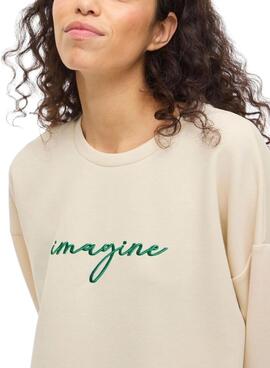 Sweatshirt Vila Visiffi beige pour femme