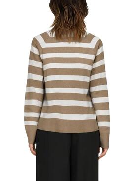 Maillot Only à rayures beige pour femme.