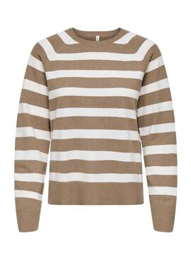 Maillot Only à rayures beige pour femme.