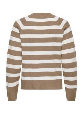 Maillot Only à rayures beige pour femme.