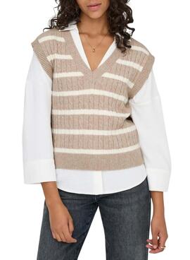 Débardeur Only Katia à rayures toastées pour femme