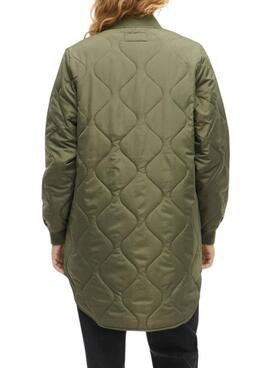 Manteau matelassé vert Vila Vitate pour femme.