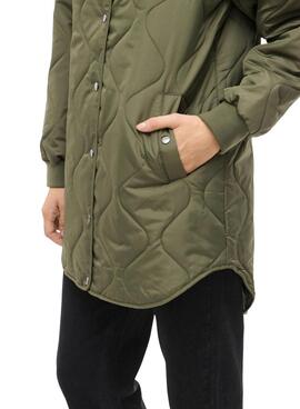 Manteau matelassé vert Vila Vitate pour femme.