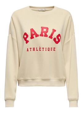 Sweatshirt Only Onlsweat Life beige pour femme
