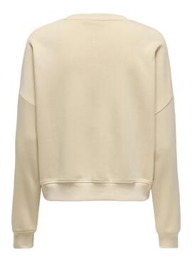 Sweatshirt Only Onlsweat Life beige pour femme