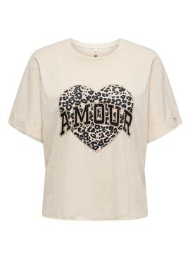 T-shirt Only Lucy crème pour femme