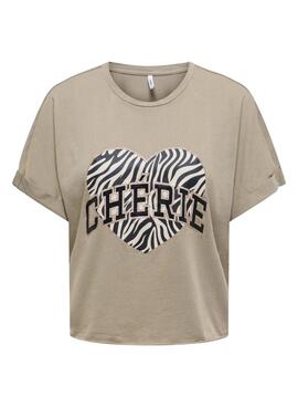 T-shirt Only Lucy beige pour femme