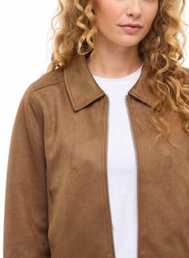 Veste en daim Vila Moody marron pour femme