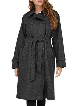 Manteau Only Dear gris chiné pour femme