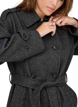 Manteau Only Dear gris chiné pour femme