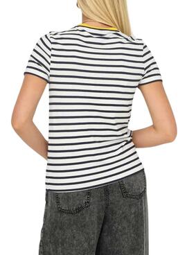 T-shirt Only Heart citron bleu et blanc pour femme