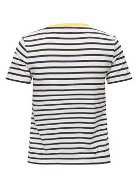 T-shirt Only Heart citron bleu et blanc pour femme