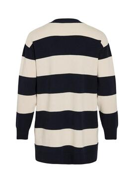 Veste Vila Vipolly bleu marine et blanc pour femme