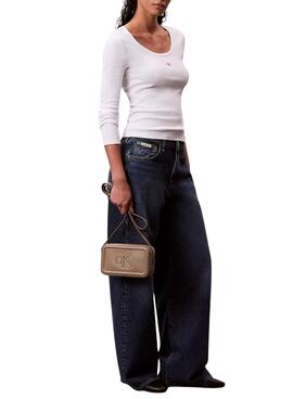 Sac Calvin Klein Jeans Bold Camera beige pour femme