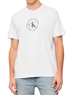 T-shirt Calvin Klein Jeans Word Circle blanc pour hommes