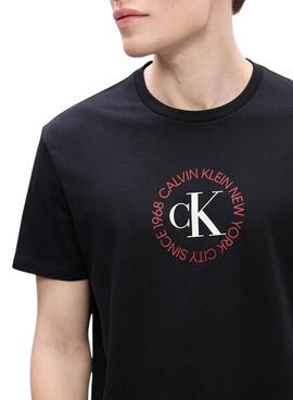 T-shirt Calvin Klein Jeans Word Circle noir pour homme