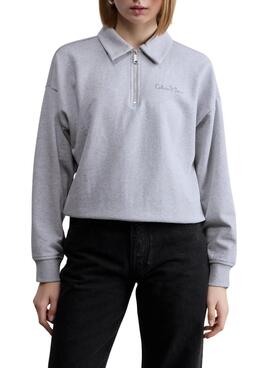 Sweatshirt Calvin Klein Jeans Polo gris pour femme