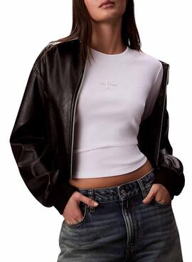 Maillot à manches longues Calvin Klein Jeans Monologue blanc pour femme