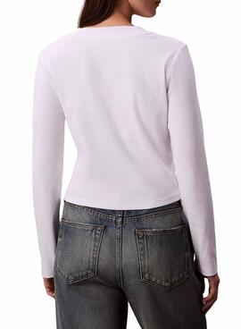 Maillot à manches longues Calvin Klein Jeans Monologue blanc pour femme
