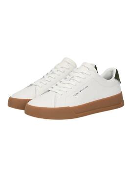 Chaussures Tommy Hilfiger Court blanches et vertes pour homme