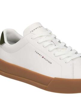 Chaussures Tommy Hilfiger Court blanches et vertes pour homme