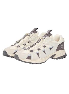 Chaussures Tommy Jeans Outdoor Runner beige et gris pour homme