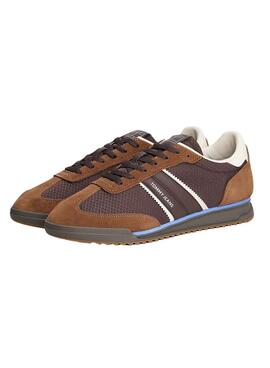 Baskets Tommy Jeans Retro Runner marron pour homme