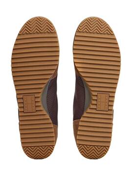 Baskets Tommy Jeans Retro Runner marron pour homme