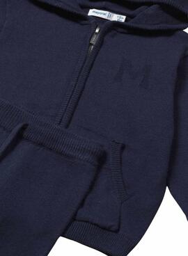 Chándal de dos piezas Mayoral tricot bleu marine pour bébé.