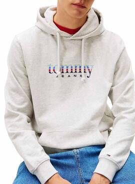 Sweatshirt Tommy Jeans DNA 1985 gris pour homme