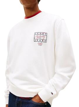 Sweat à capuche Tommy Jeans Sing Spray blanc pour homme