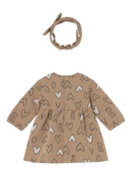Robe avec diadème Mayoral cœurs chameau pour bébé