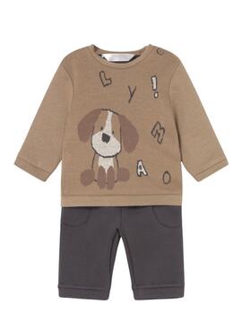 Ensemble de sweat-shirt et pantalon Mayoral chien marron pour bébé