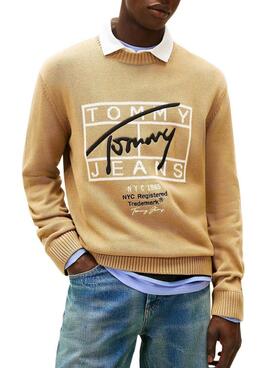 Maillot Tommy Jeans Signature beige pour homme