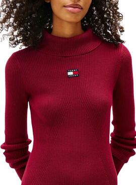 Robe Tommy Jeans maxi bordeaux pour femme