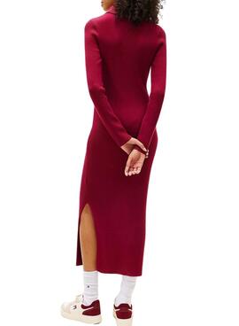 Robe Tommy Jeans maxi bordeaux pour femme