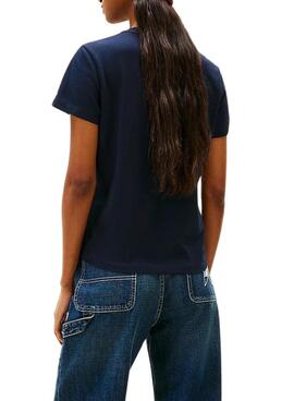 T-shirt Tommy Jeans Essential Logo bleu marine pour femme