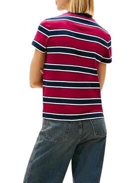 Maillot Tommy Jeans à rayures bordeaux pour femme