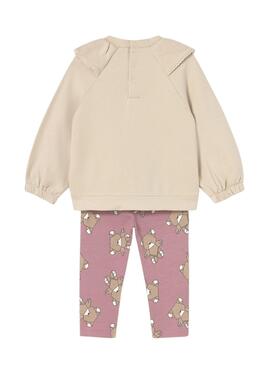 Ensemble legging et sweat Mayoral Orchidée beige et rose pour fille