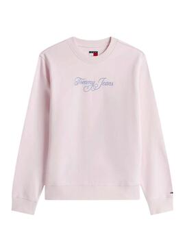 Sweat à capuche Tommy Jeans Signature rose pour femme